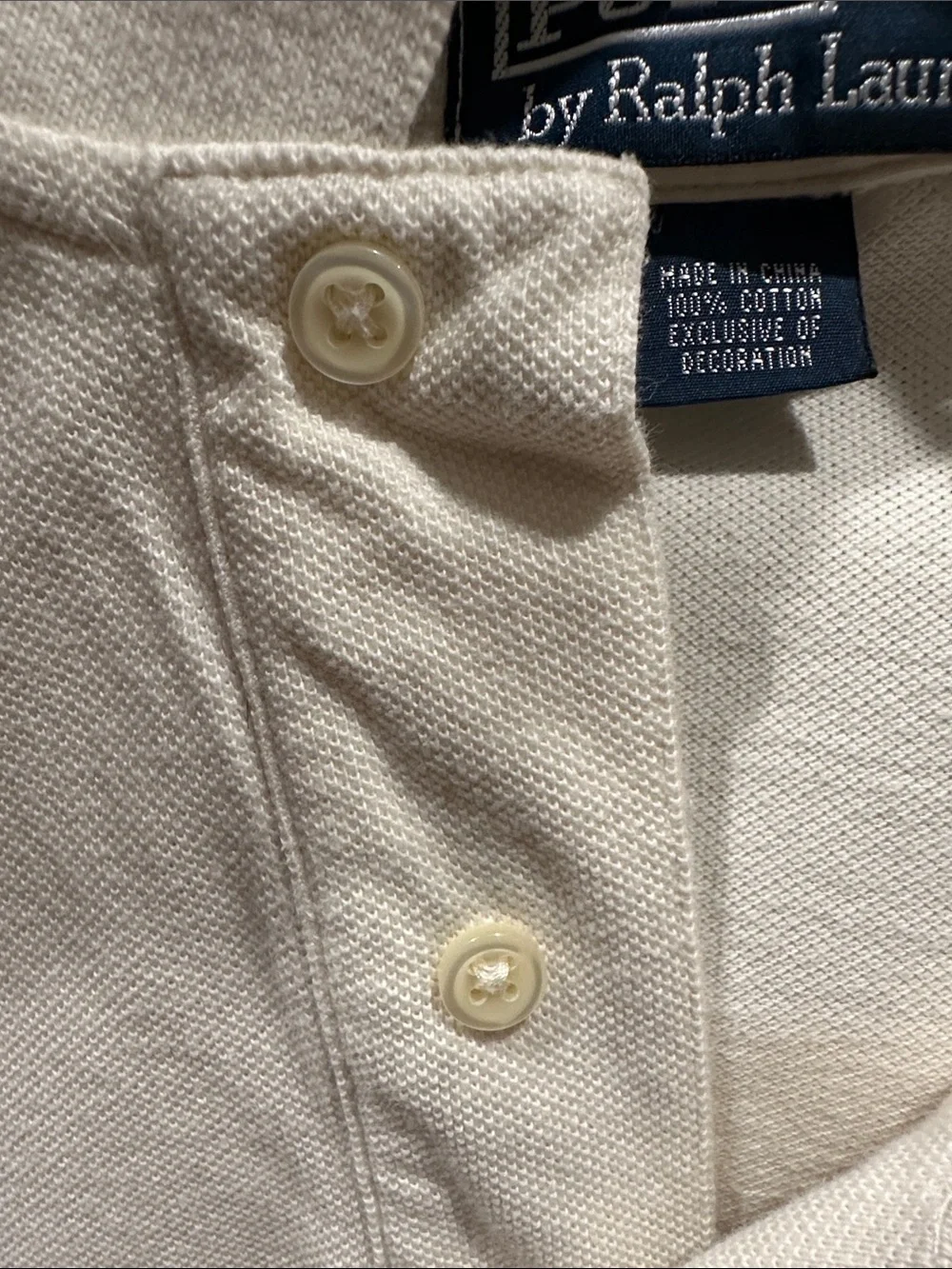 Polo by Ralph Lauren Cream Short-Sleeve Polo with Green Pony Embroidery